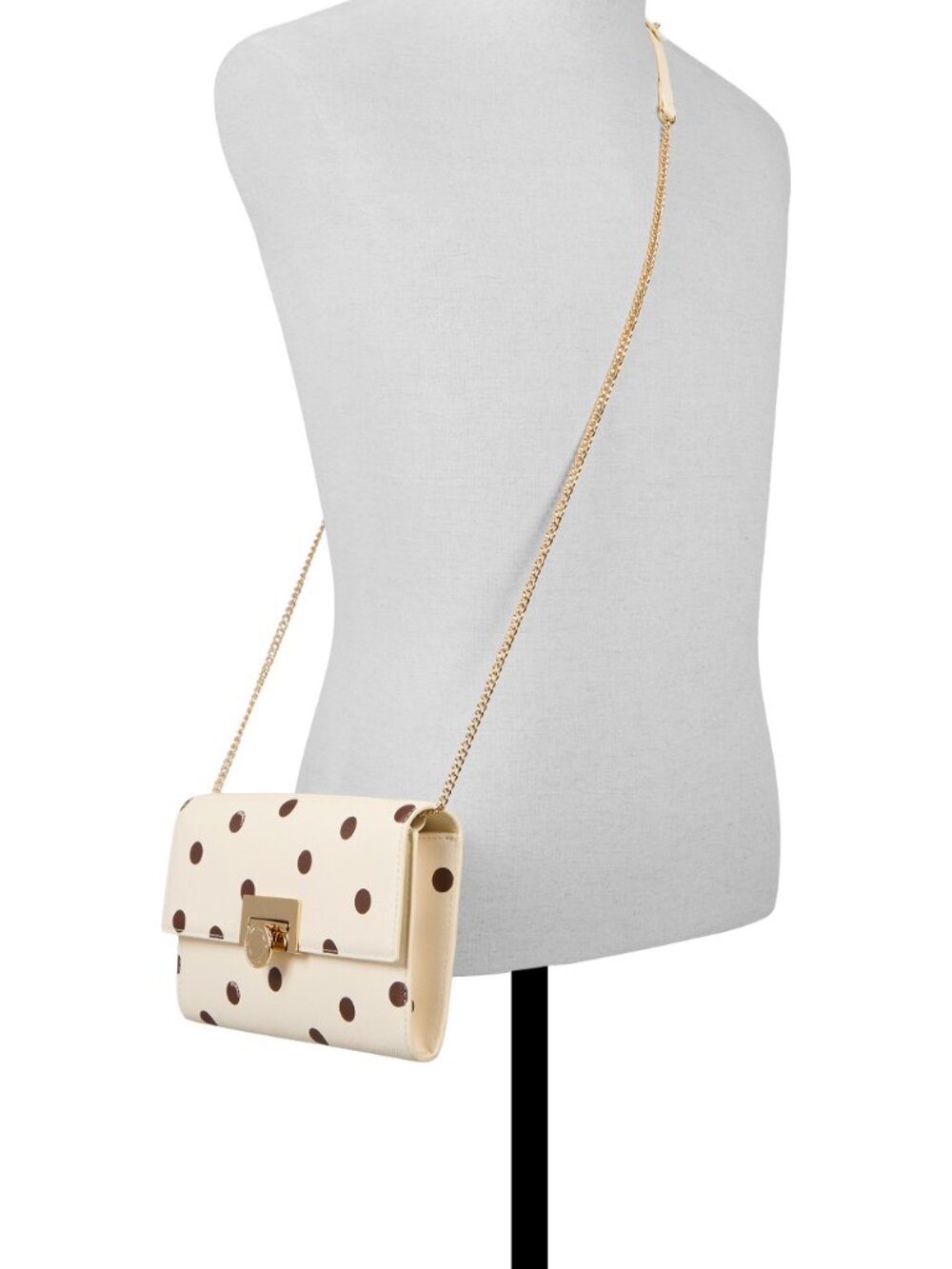 TED BAKER Parisa Chain Strap Crossbody w/Logo Toggle Polka dot Tan/Brown *NWT*